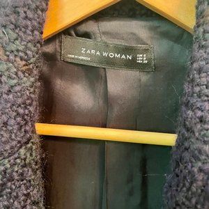 Zara Womens Green Plaid Winter Coat